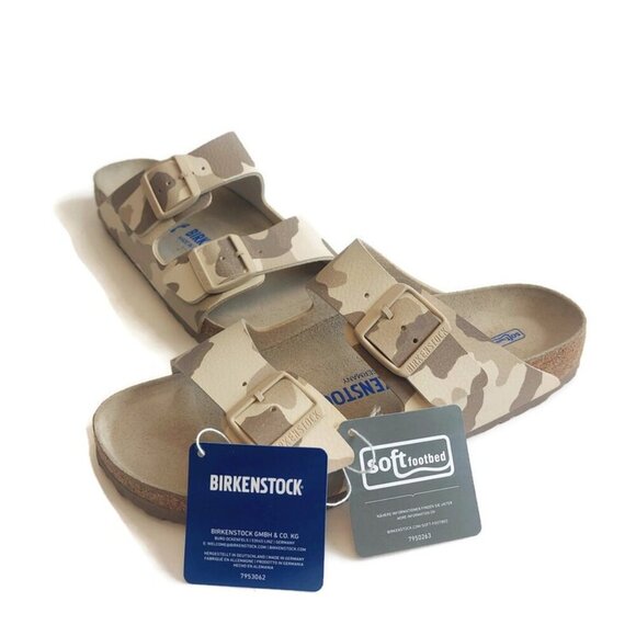 Birkenstock Mens Size 8 Arizona Birko-Flor Sandals Desert Soil Gray Taupe Camo main image 8